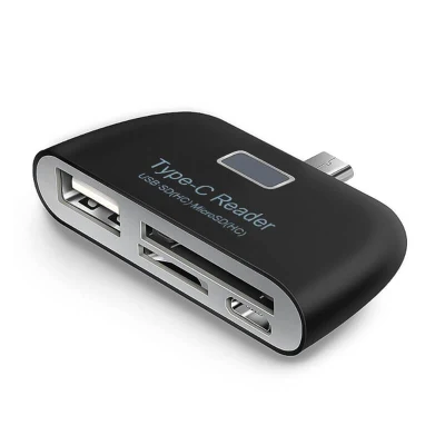 Leitor de cartão de crédito para smartphone tipo C para adaptador de cartão de memória USB 2.0 Micro-USB/TF/SD para MacBook Phone Tablet